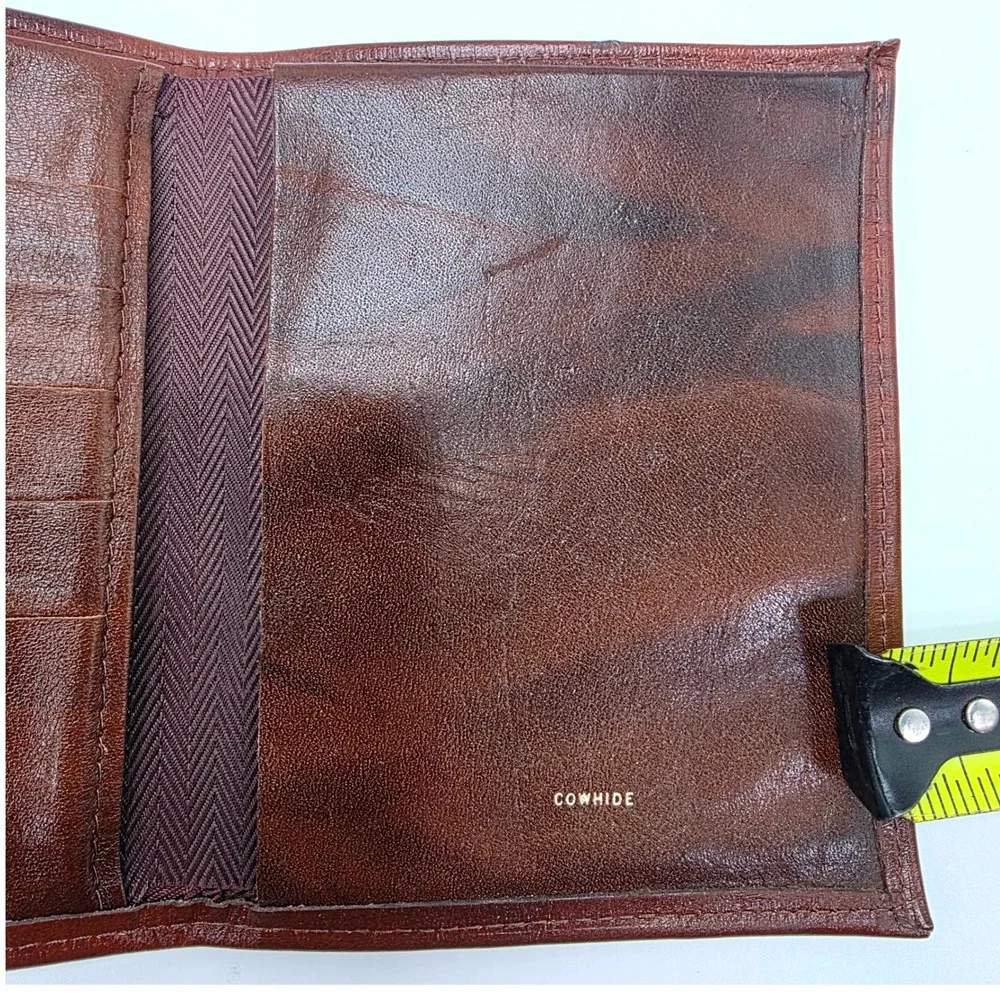 Rolfs Mens Brown Cowhide Leather Bifold Wallet Slim Credit Card Billfold Vintage